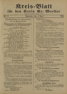 Kreis - Blatt für den Kreis Gr. Werder, 1924, Nr.14