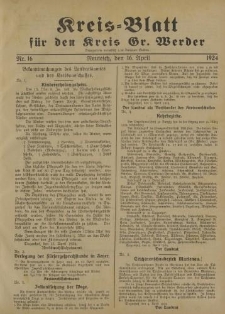 Kreis - Blatt für den Kreis Gr. Werder, 1924, Nr.16