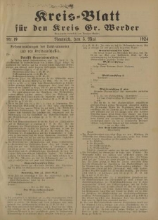 Kreis - Blatt für den Kreis Gr. Werder, 1924, Nr.19