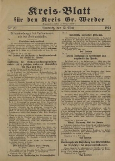 Kreis - Blatt für den Kreis Gr. Werder, 1924, Nr.20