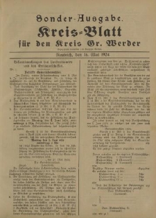 Sonder-Ausgabe. Kreis - Blatt für den Kreis Gr. Werder, 1924