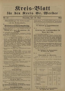 Kreis - Blatt für den Kreis Gr. Werder, 1924, Nr.22