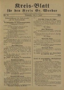 Kreis - Blatt für den Kreis Gr. Werder, 1924, Nr.23