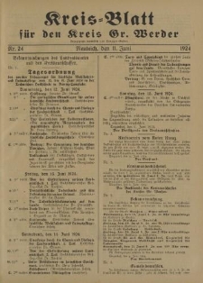 Kreis - Blatt für den Kreis Gr. Werder, 1924, Nr.24