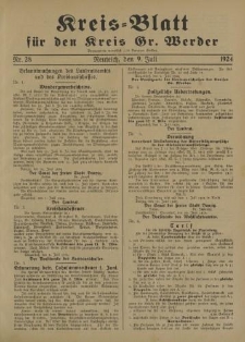 Kreis - Blatt für den Kreis Gr. Werder, 1924, Nr.28