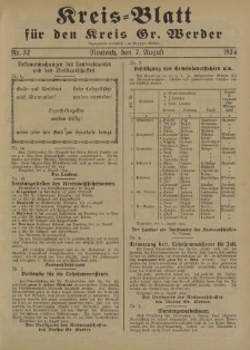 Kreis - Blatt für den Kreis Gr. Werder, 1924, Nr.32