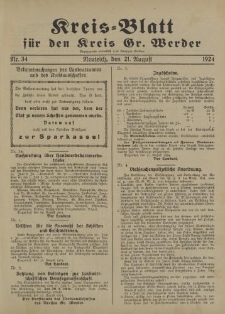 Kreis - Blatt für den Kreis Gr. Werder, 1924, Nr.34