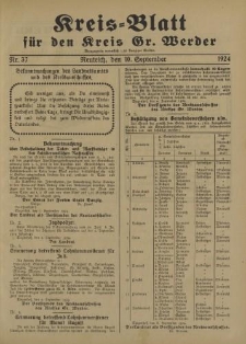 Kreis - Blatt für den Kreis Gr. Werder, 1924, Nr.37