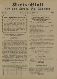 Kreis - Blatt für den Kreis Gr. Werder, 1924, Nr.40