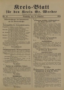 Kreis - Blatt für den Kreis Gr. Werder, 1924, Nr.44