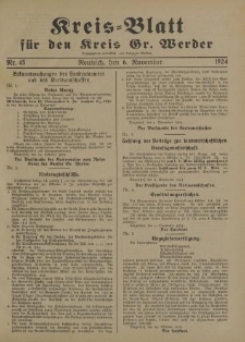 Kreis - Blatt für den Kreis Gr. Werder, 1924, Nr.45
