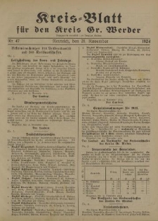 Kreis - Blatt für den Kreis Gr. Werder, 1924, Nr.47
