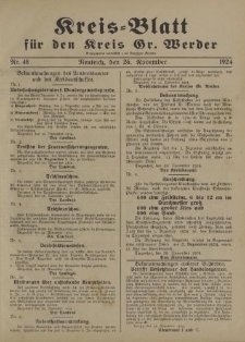 Kreis - Blatt für den Kreis Gr. Werder, 1924, Nr.48