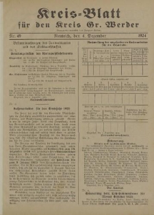 Kreis - Blatt für den Kreis Gr. Werder, 1924, Nr.49
