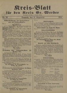 Kreis - Blatt für den Kreis Gr. Werder, 1924, Nr.50