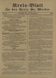 Kreis - Blatt für den Kreis Gr. Werder, 1924, Nr.52