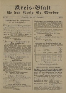 Kreis - Blatt für den Kreis Gr. Werder, 1924, Nr.53