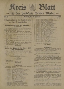 Kreis - Blatt für den Landkreis Großes Werder, 1932, Nr.1