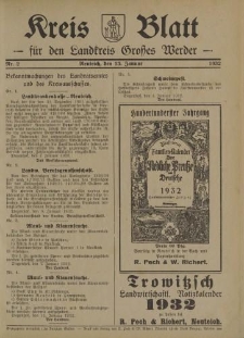 Kreis - Blatt für den Landkreis Großes Werder, 1932, Nr.2