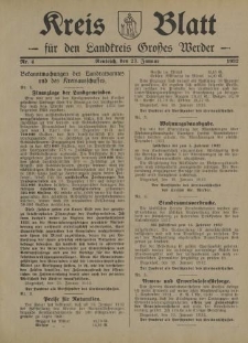 Kreis - Blatt für den Landkreis Großes Werder, 1932, Nr.4