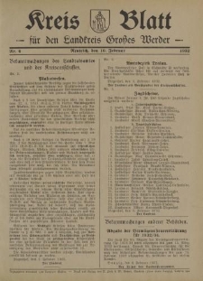 Kreis - Blatt für den Landkreis Großes Werder, 1932, Nr.6