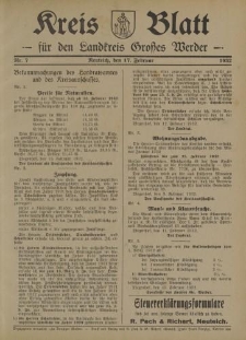 Kreis - Blatt für den Landkreis Großes Werder, 1932, Nr.7