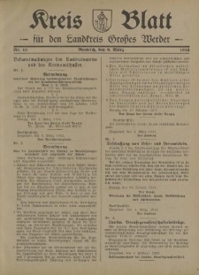 Kreis - Blatt für den Landkreis Großes Werder, 1932, Nr.10