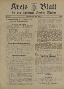 Kreis - Blatt für den Landkreis Großes Werder, 1932, Nr.12