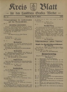 Kreis - Blatt für den Landkreis Großes Werder, 1932, Nr.14