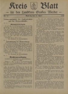 Kreis - Blatt für den Landkreis Großes Werder, 1932, Nr.15