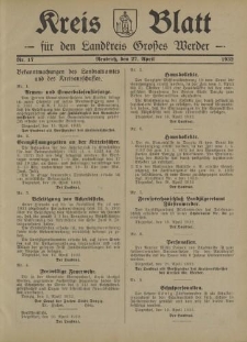 Kreis - Blatt für den Landkreis Großes Werder, 1932, Nr.17