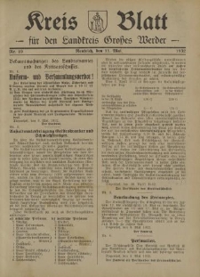 Kreis - Blatt für den Landkreis Großes Werder, 1932, Nr.19