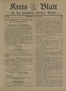 Kreis - Blatt für den Landkreis Großes Werder, 1932, Nr.26