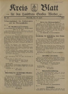 Kreis - Blatt für den Landkreis Großes Werder, 1932, Nr.28