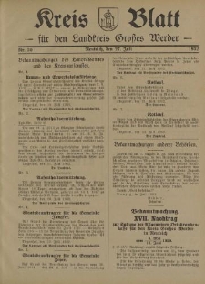 Kreis - Blatt für den Landkreis Großes Werder, 1932, Nr.30