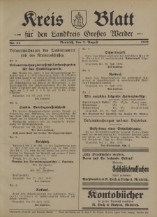 Kreis - Blatt für den Landkreis Großes Werder, 1932, Nr.31