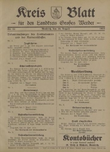 Kreis - Blatt für den Landkreis Großes Werder, 1932, Nr.32