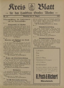 Kreis - Blatt für den Landkreis Großes Werder, 1932, Nr.33
