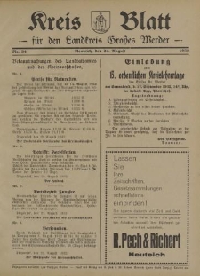 Kreis - Blatt für den Landkreis Großes Werder, 1932, Nr.34