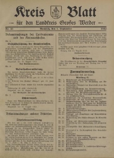 Kreis - Blatt für den Landkreis Großes Werder, 1932, Nr.35