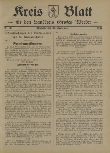 Kreis - Blatt für den Landkreis Großes Werder, 1932, Nr.39