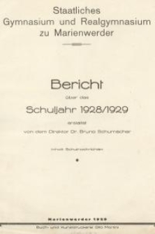Staatliches Gymnasium und Realgymnasium zu Marienwerder : Bericht über das Schuljahr 1928/1929