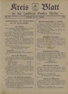 Kreis - Blatt für den Landkreis Großes Werder, 1932, Nr.43