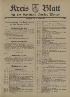 Kreis - Blatt für den Landkreis Großes Werder, 1932, Nr.44