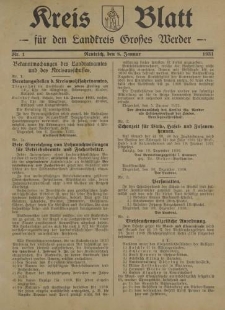 Kreis - Blatt für den Landkreis Großes Werder, 1931, Nr.1