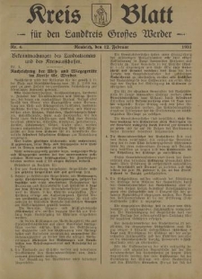 Kreis - Blatt für den Landkreis Großes Werder, 1931, Nr.6