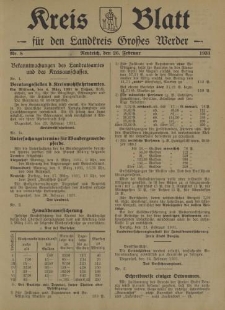 Kreis - Blatt für den Landkreis Großes Werder, 1931, Nr.8
