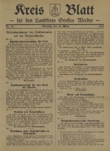 Kreis - Blatt für den Landkreis Großes Werder, 1931, Nr.10