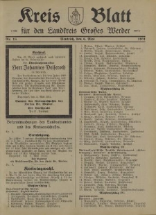 Kreis - Blatt für den Landkreis Großes Werder, 1931, Nr.18