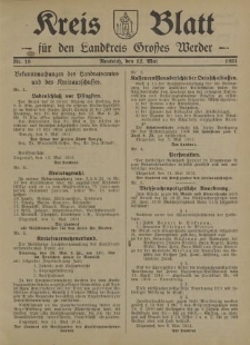 Kreis - Blatt für den Landkreis Großes Werder, 1931, Nr.19